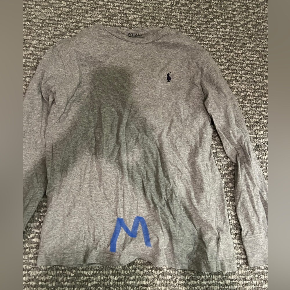 Boys long sleeve polo ralph lauren shirt gray M
